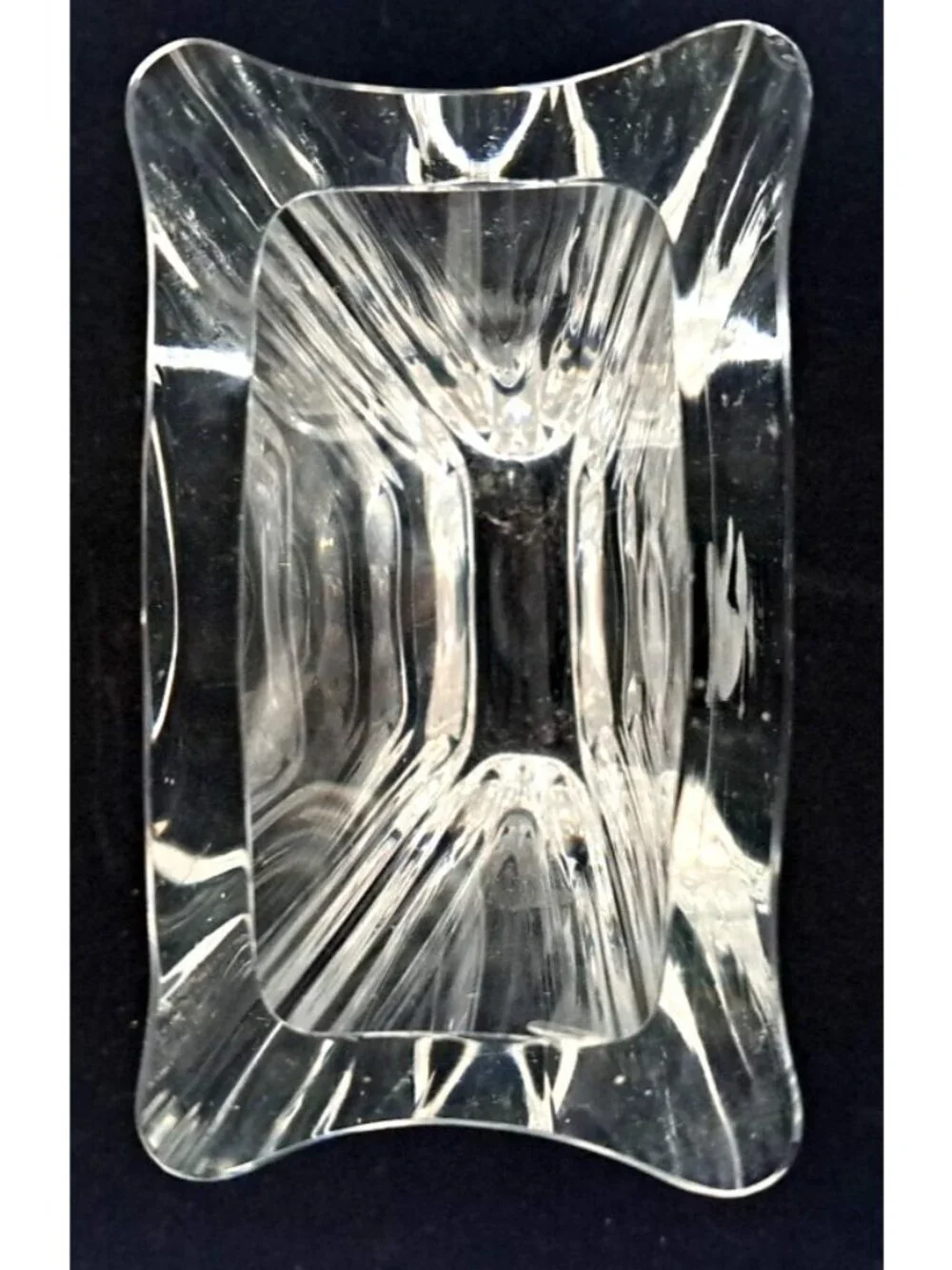 Vintage Skruf Sweden MCM Art Glass Lead Crystal Etched Vase Praying Girl Signed